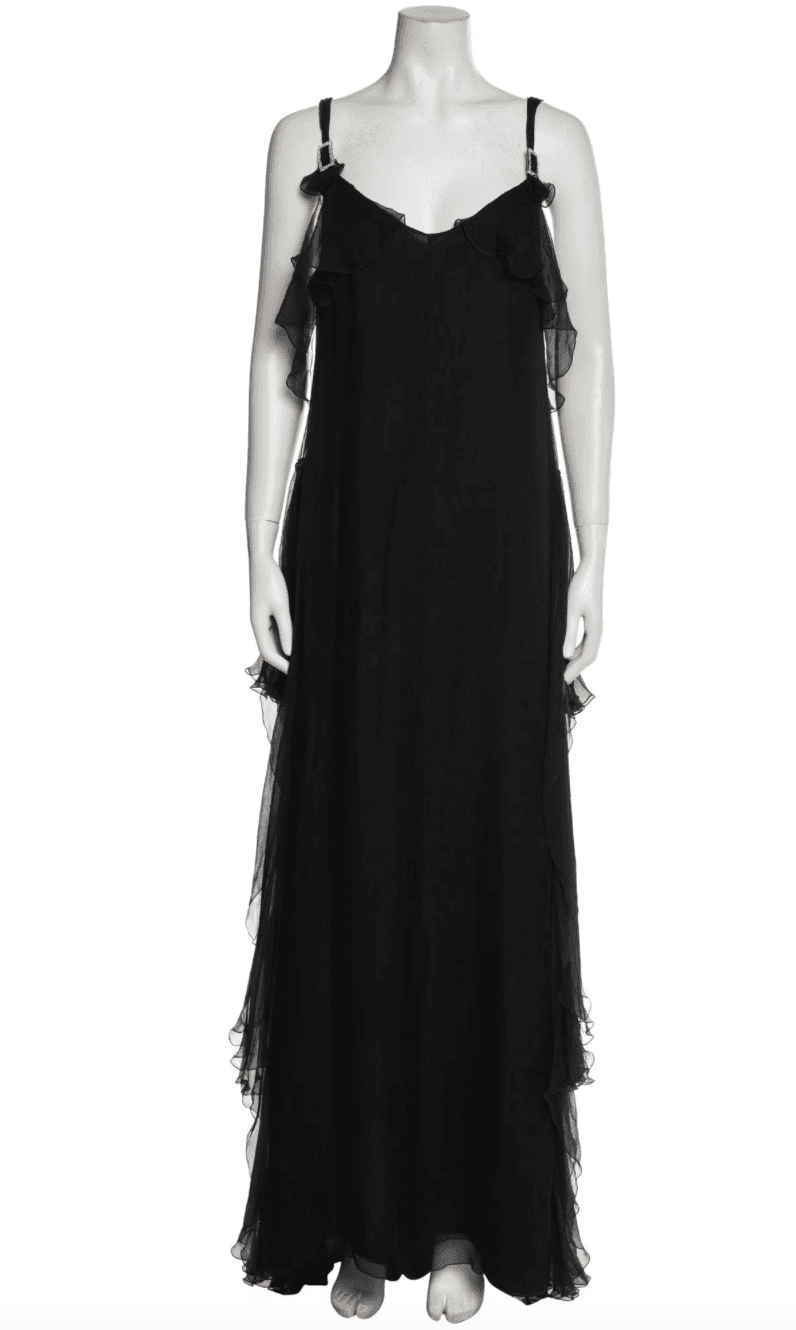 Valentino Silk Ruffle Black Gown
