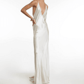 Saint Laurent Silk Plunge Gown Slip Dress Ivory — image 1