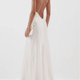 Saint Laurent Silk Plunge Gown Slip Dress Ivory — image 3