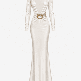 Vintage Gucci White Plunge With Dragon Detail Gown — image 3