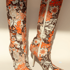 Dolce & Gabbana S/s 2004 Floral Brocade Boots Size 9 — image 1