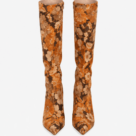 Dolce & Gabbana S/s 2004 Floral Brocade Boots Size 9 — image 3