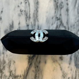 Rare Chanel 2008 Swarovski Cc Black Satin Clutch — image 3