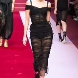 Runway Dolce & Gabbana Spring 2018 Ruched Black Dress — image 1
