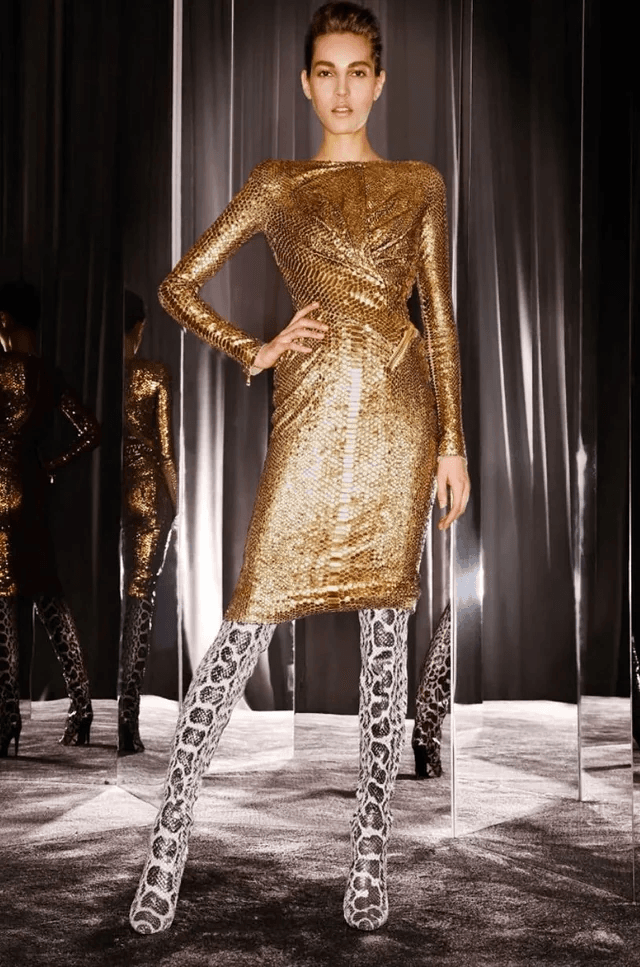 Tom Ford F/w 2012 Gold Python Dress With Zipper Detail On The Back