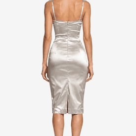 Vintage Dolce Silver Midi Dress With Bra — image 4
