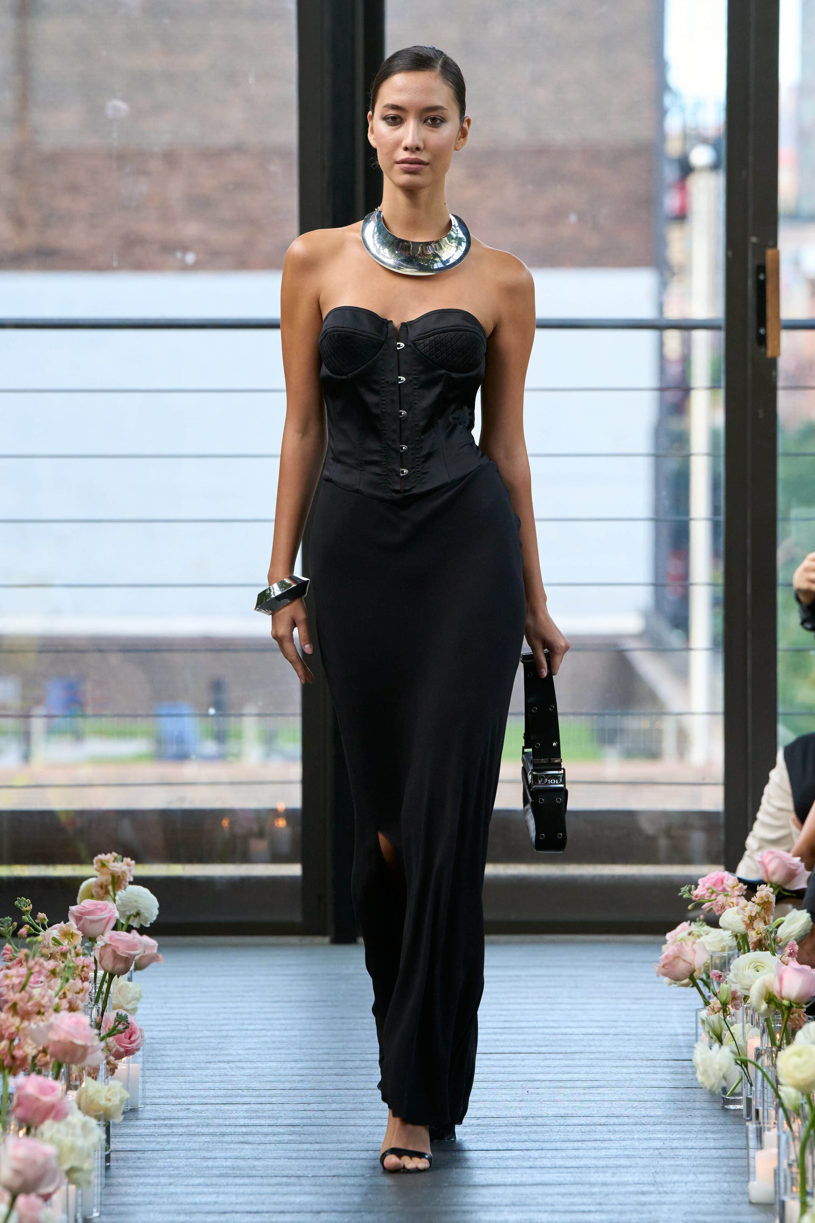 Christian Dior By Galliano Black Strapless Corset Gown