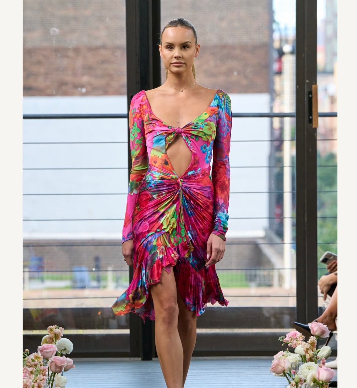 versace vintage cutout pink floral dress