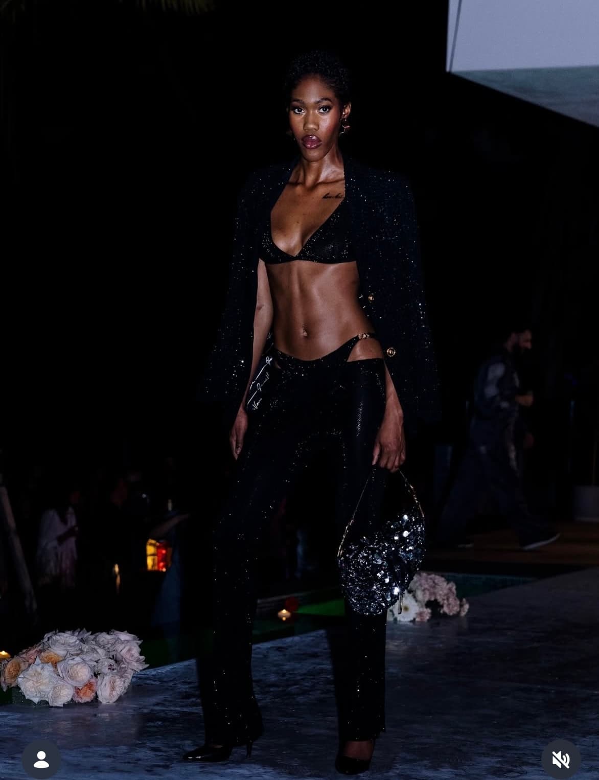 Versace Rare Black Crystal Pant Set- Panty, Bra, Blazer, Pants