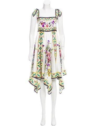 Dolce & Gabbana Siliciano & Floral Print Silk Dress
