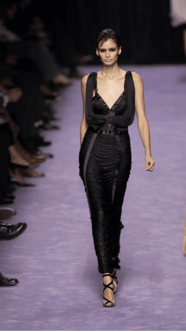 Yves Saint Laurent by Tom Ford SS2003 brown ruched gown