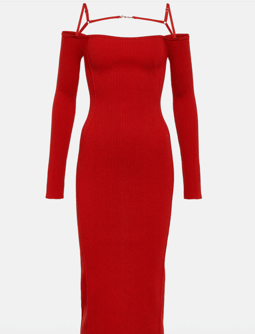 Jacquemus red knit midi dress has major  stretch