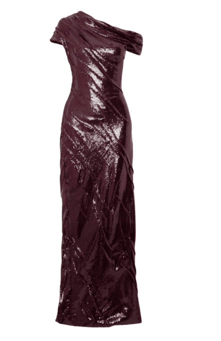 Marmar Halim One-shoulder Ruched Sequined Crepe Gown
