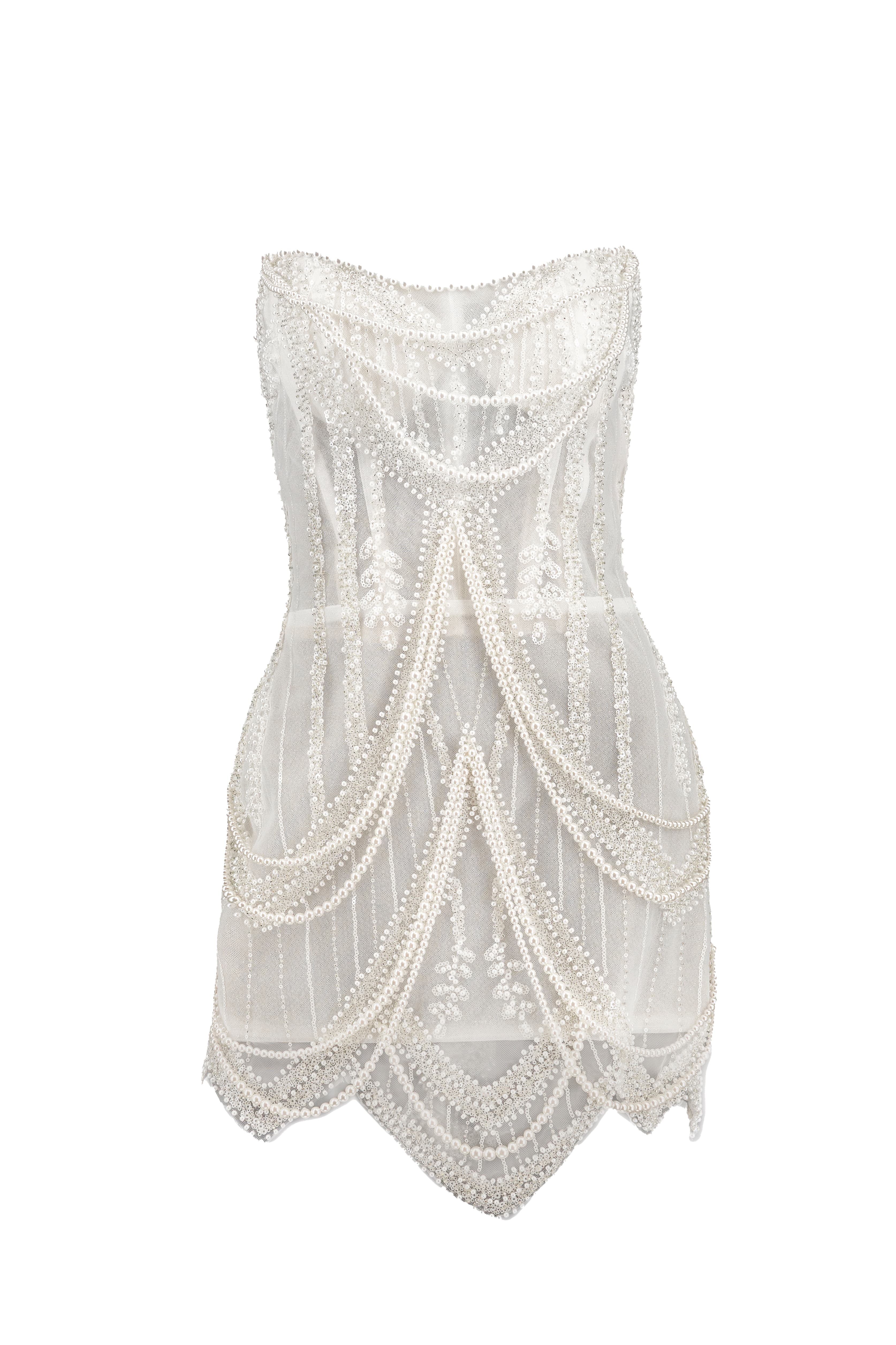 Iveary Bridal White Mini Beaded Dress