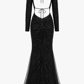 Roberto Cavalli Black Long Sleeve Backless Gown — image 2