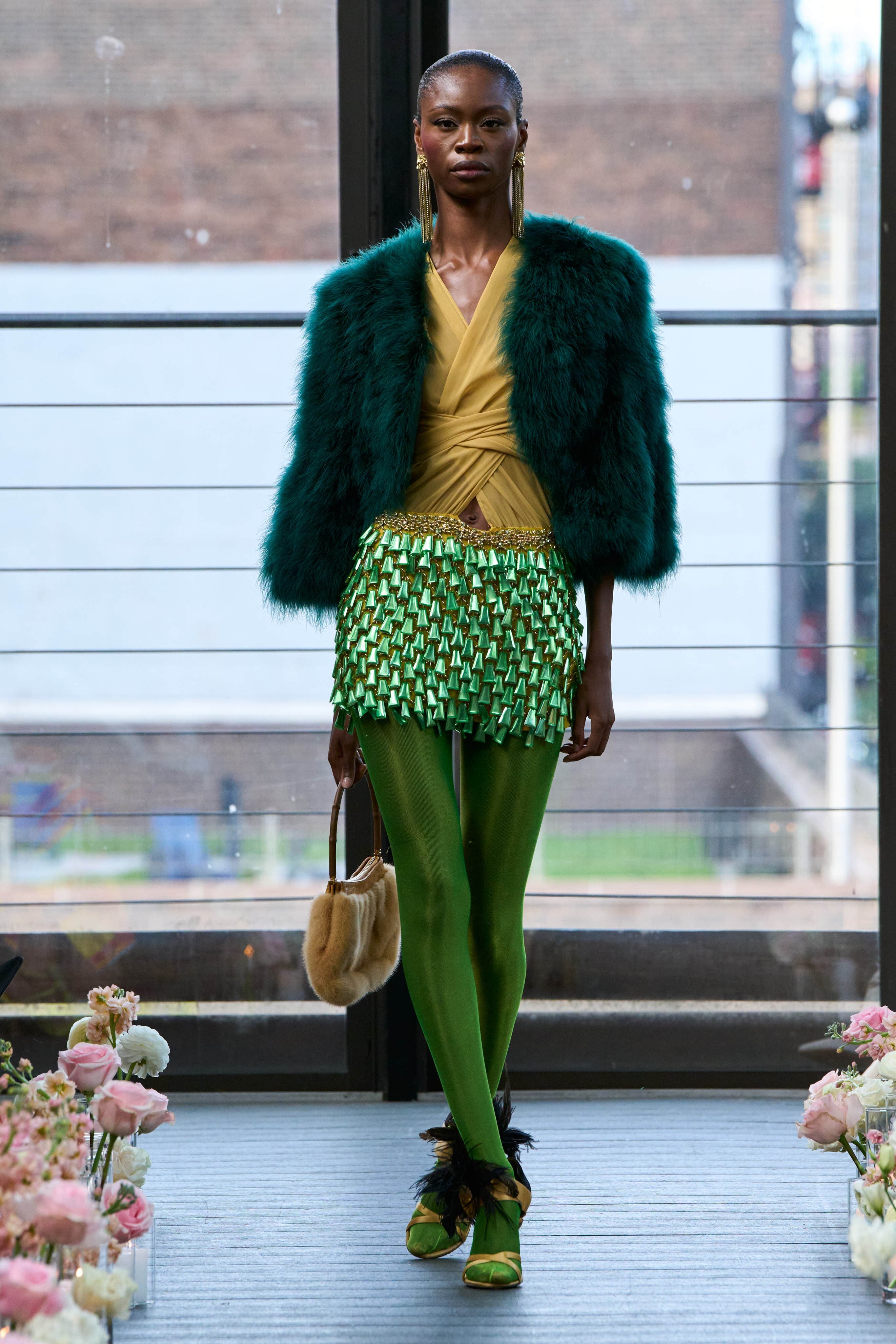 F/w 2003 Roberto Cavalli Runway Sheer Green Silk Embellished Plunging Mini Dress