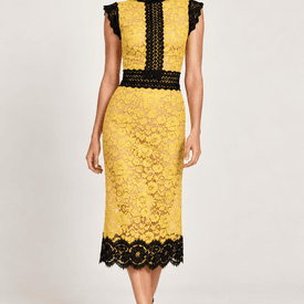 Dolce Gabbanna Yellow And Black Lace Midi Dress — image 3