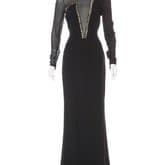 Versace Black Silk Embellished Long Sleeve Gown — image 1