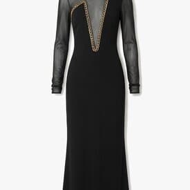 Versace Black Silk Embellished Long Sleeve Gown — image 4