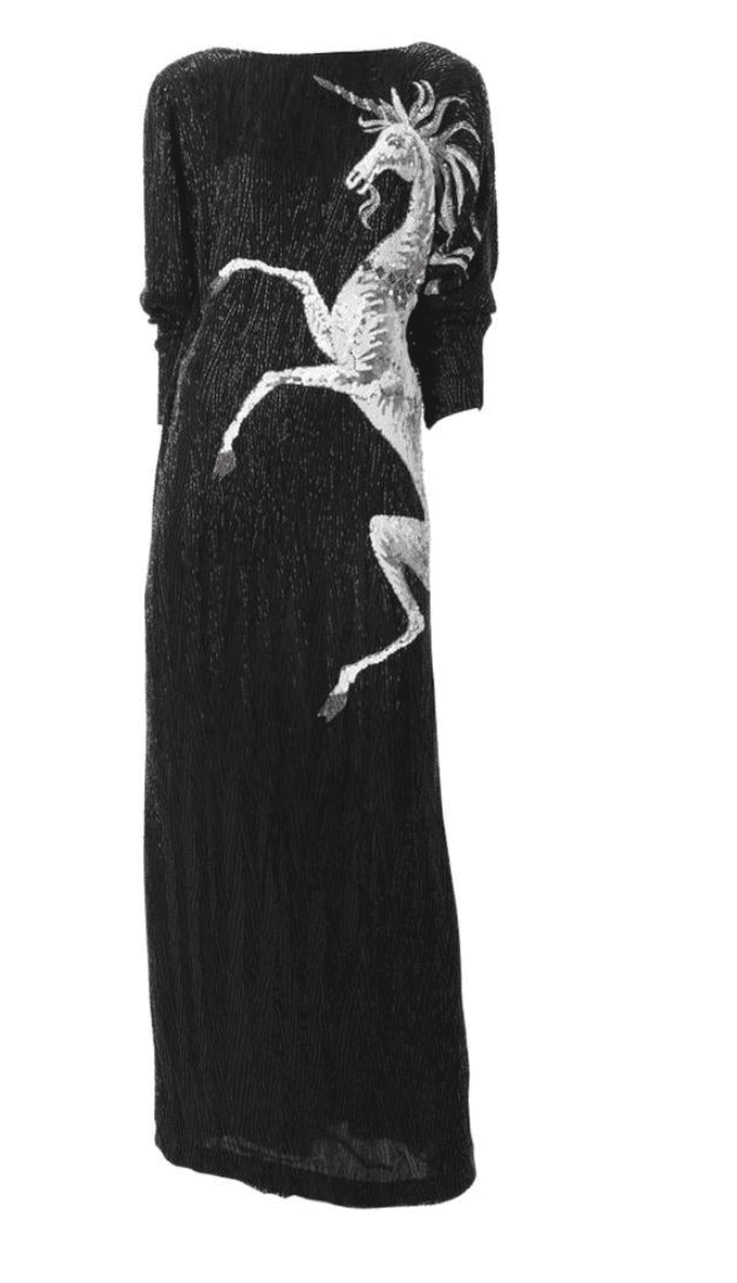 Bob Mackie 1983 Vintage Unicorn Beaded Gown