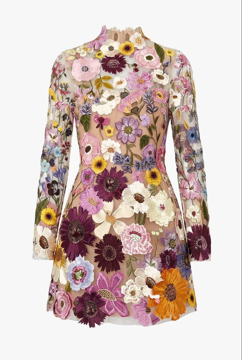 Oscar De La Renta Floral Mini Dress