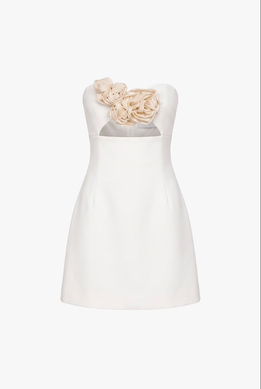 Magda Butrym White Rosette Mini Dress