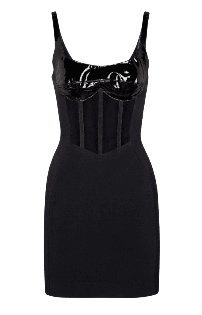 David Koma Patent Leather Corset Mini Dress