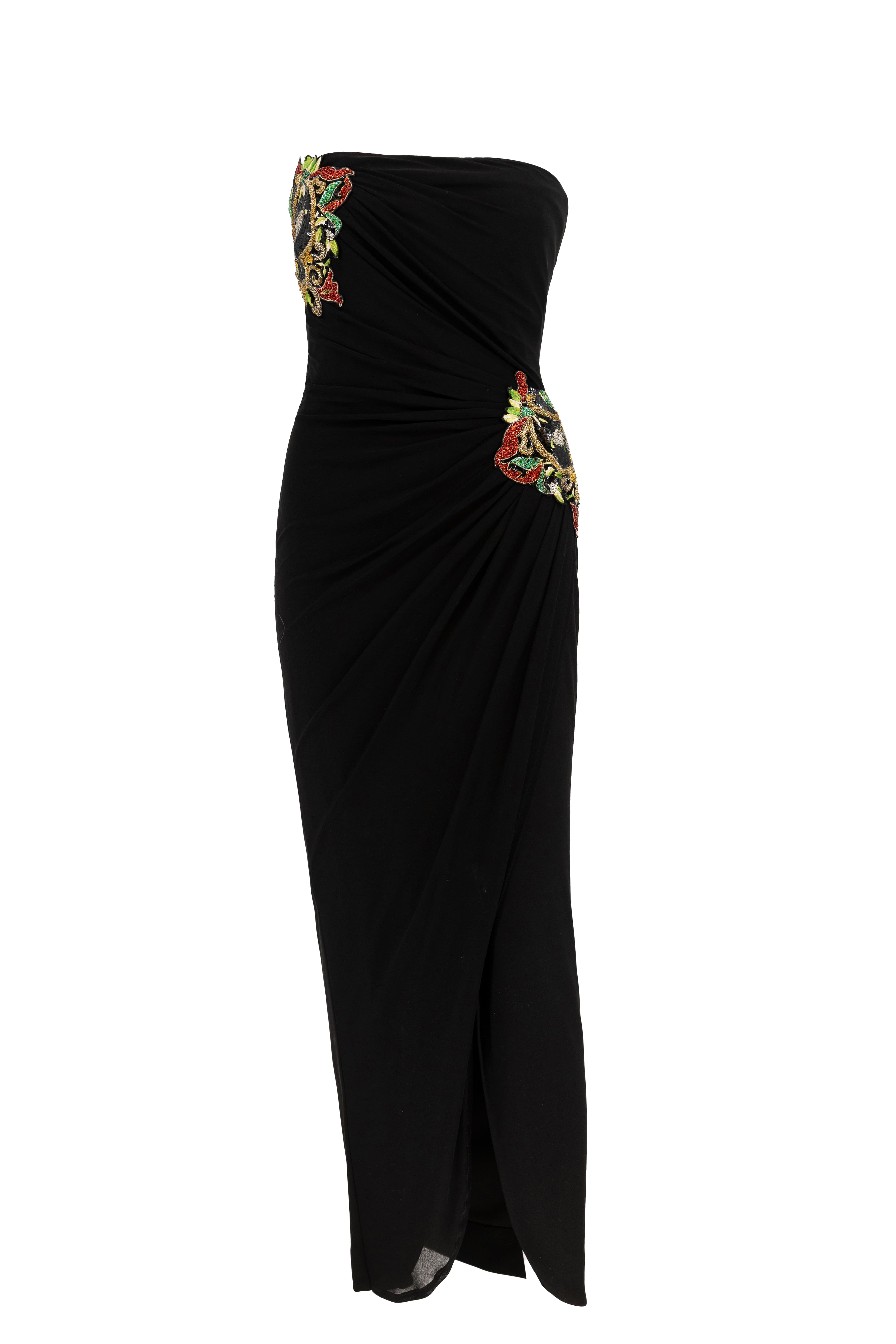 Vintage Azzaro Strapless Embroidered Dress