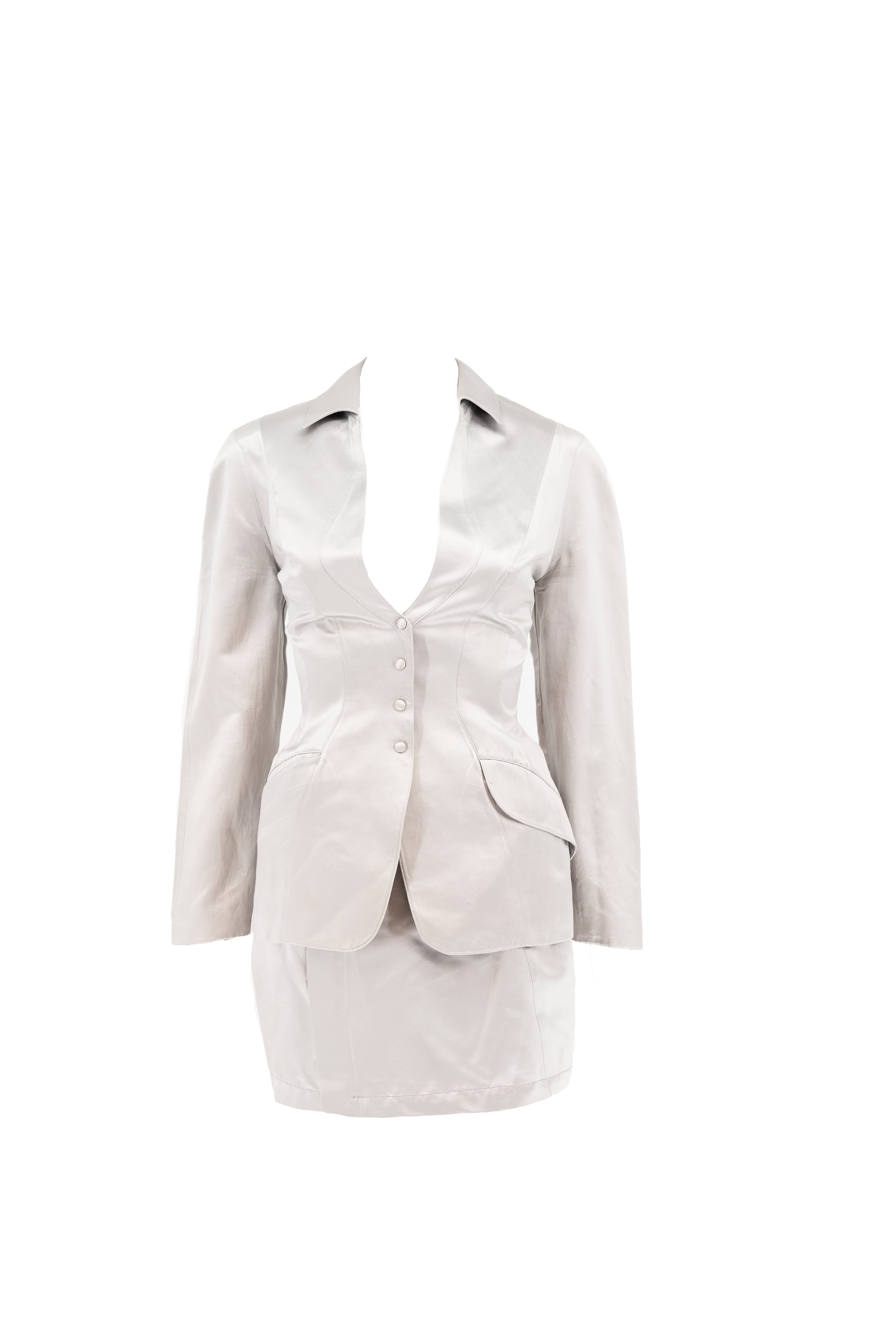 Thierry Mugler Vintage Silver Silk Jacket