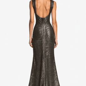Herve Leger Silver Metallic Gown — image 4