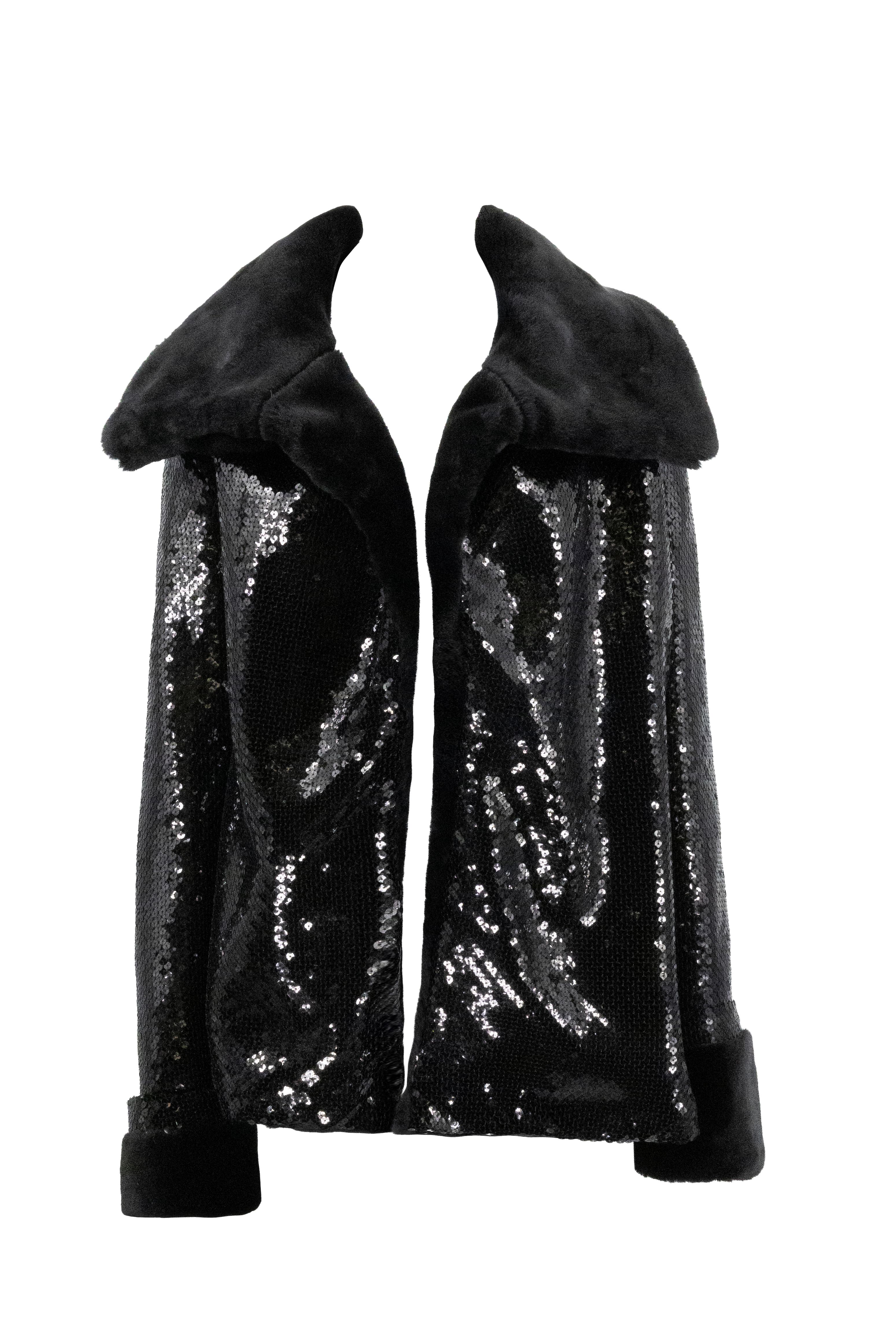 Black Sequin Fur Coat