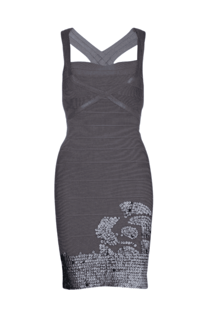 Vintage F/w 2008 Herve Leger Criss Cross Glitter Midi Dress