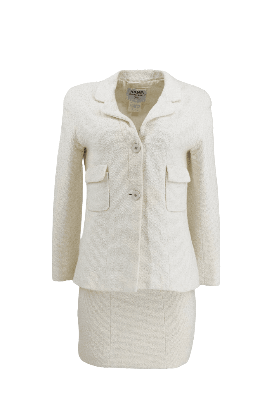 Chanel White Tweed Skirt Set