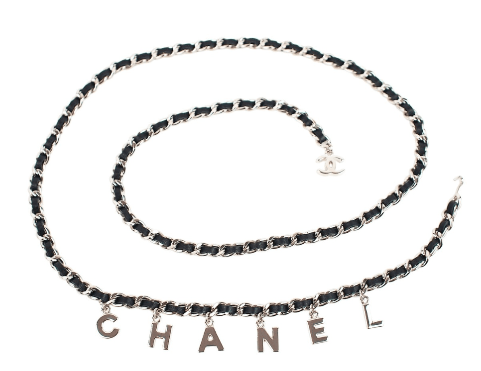 Chanel Black Leather And Chain Charm Belt