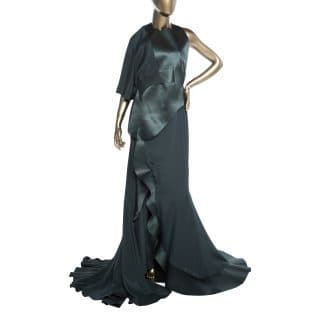 Esteban Cortazar Asymmetrical Satin Gown