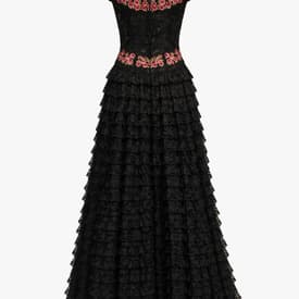 Escada Sequin Embellished Gown With Lace Tiers — image 3