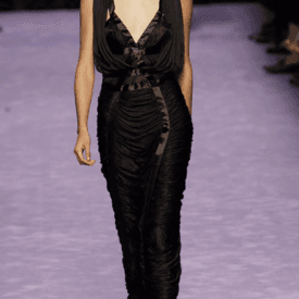 Vintage Ysl Brown Ruched Dress — image 1
