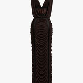 Vintage Ysl Brown Ruched Dress — image 3
