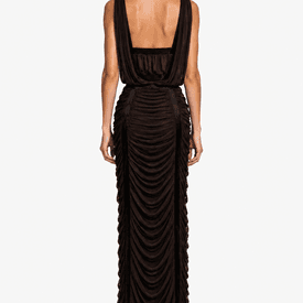 Vintage Ysl Brown Ruched Dress — image 5