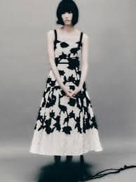 Erdem Cloque Jacquard & Flower Applique Cocktail Midi Dress