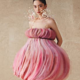 Phan Huy Pink Strapless Bubble Mini Dress 4 — image 1