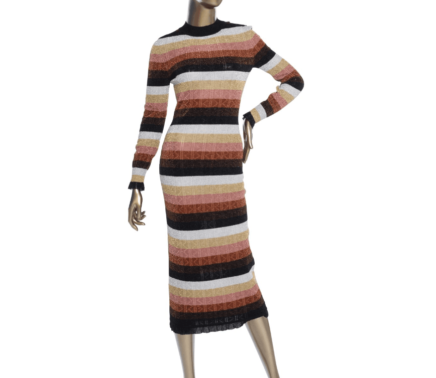 Fendi Metallic Stripe Midi Dress