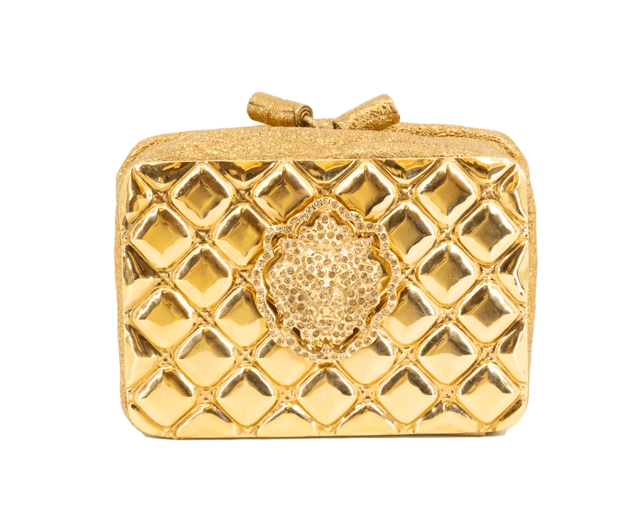 Chanel 2009 Vintage "Paris-Moscou" Gold Plated Crystal Lionhead Clutch Bag