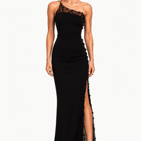 Cushnie Et Ochs Black Silk Gown with Mesh Insert — image 3