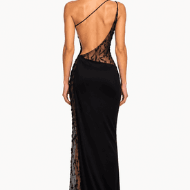 Cushnie Et Ochs Black Silk Gown with Mesh Insert — image 4