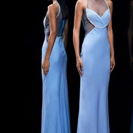 Cushnie Et Ochs Blue Gown with Embroidered Pearls — image 2