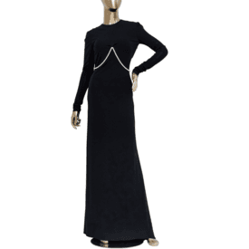 Cushnie Et Ochs Black Jersey Gown with Pearl Details  — image 2