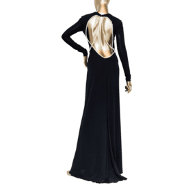 Cushnie Et Ochs Black Jersey Gown with Pearl Details  — image 3