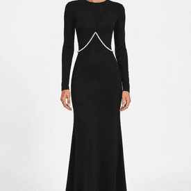 Cushnie Et Ochs Black Jersey Gown with Pearl Details  — image 6