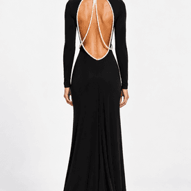 Cushnie Et Ochs Black Jersey Gown with Pearl Details  — image 7